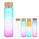 Gradient Color Frosted Motivational Glass Drinking Bottles With Neoprene Cover