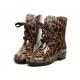 Women fashion Lace up  leopard pinted rain boots