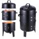 Thermometer Equipped 3-in-1 Vertical Steel Charcoal Smoker for Home Party Celebration