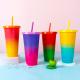 710ml PP Plastic Disposable Plastic Juice Cup With Lid And Straw