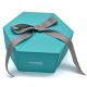 Green Hexagon Magnetic Gift Box With Ribbon And Foam Insert Foil Stamping Surface Rigid Cardboard