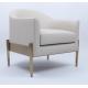 White Fabric Single Lounge Armchair Sofa Luxury Comfortable Gold Metal Frame