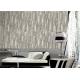 PVC Modern Style Grey And White Wallpaper Feather Design For Sitting Room