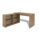 Corner Computer Desk Oak Office Workstation Shelves Furniture L Shaped PC Table