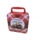 Attractive Square Handle Lunch Tin Box , Biscuit Packing Metal Tin Containers