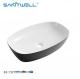 AB8483A-WB Modern rectangular shape color bathroom sink matt black and white ceramic basin
