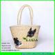 LUDA handmade cheap summer wheat straw beach bag with customized fox