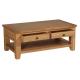 Rectangle Oak Wood Modern Solid Wood Coffee Table With Drawers Natural Color