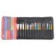 18 Piece Makeup Brush Set With Color Wooden Handle And Cosmetic Bag