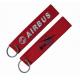 100% Polyester PMS Color Merrowed Borders Flight Tag Keychain